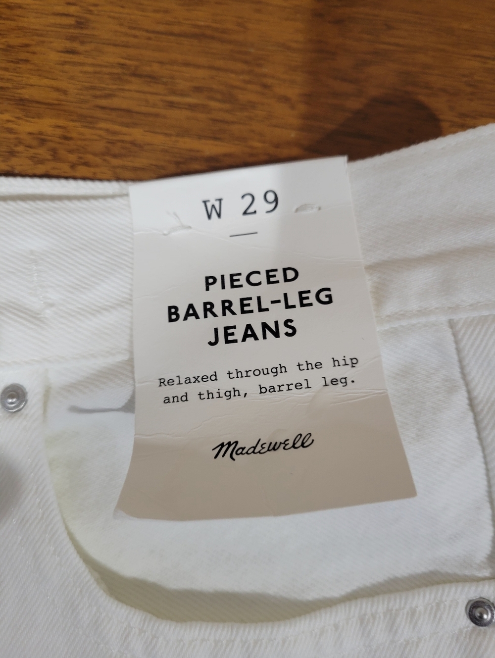 Madewell Pieced Barrel-Leg Jeans NV384 NWT Size 29 White - Picture 7 of 8